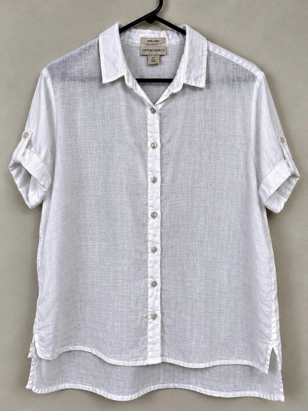 Cynthia Rowley Linen Button Down Shirt in White Size Medium